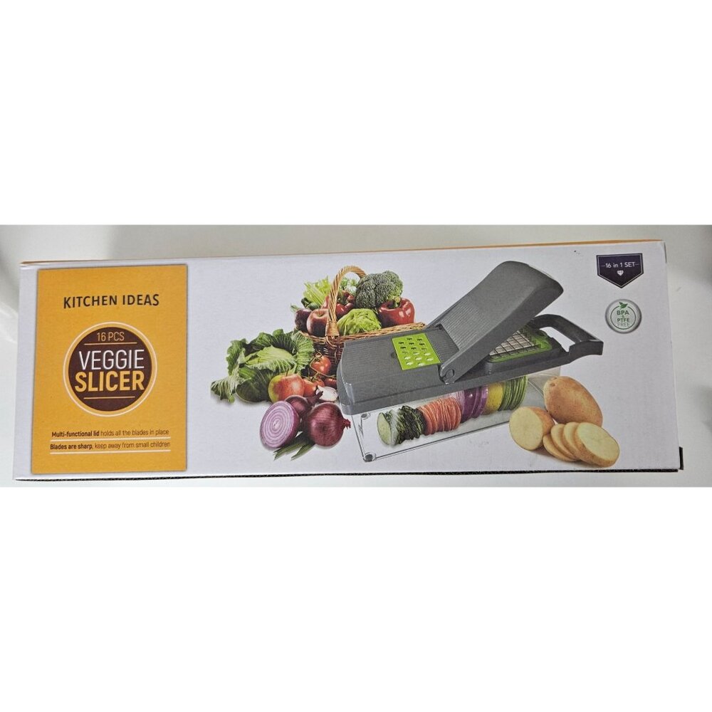 Kitchen Ideas 16-Piece Veggie Slicer Multi-Functional Lid & Detachable Blades
